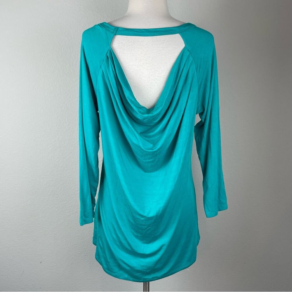 Soft Surroundings Green Stretch Knit Long Sleeve Drape Back Top Large - Picture 4 of 11